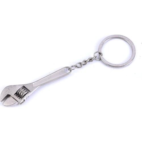 Creative Mini Adjustable Wrench Keychain Realistic Machine Tools Model Spanner Key Chain Ring Key Holder Keyfob