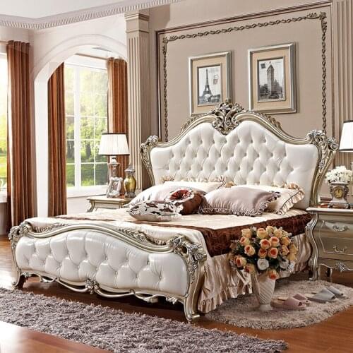 Baijia Huiou bed 1.8 solid wood bed champagne high box bed princess bed luxury villa furniture F3