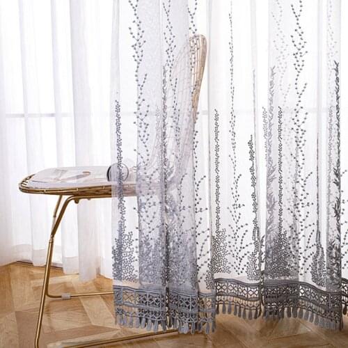 GXI Light Luxury Tulle Curtain For Living Room Window Screen Embroidery Simple Kitchen Drape Panel Transparent Home Decoration