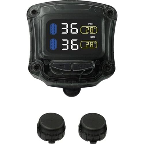 M3 Motorcycle Bike TPMS Tire Pressure Monitoring System with 2 External Sensors Digital Tire Pressure Gauge Meter