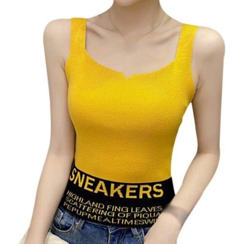 Fashion Vest Short Slim-fit Suspenders Women Summer Bottom With Knitted Sleeveless Tank Top Streetwear