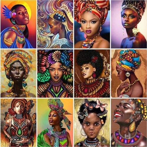 MomoArt 5D DIY Diamond Painting African Woman Rhinestone Picture Full Square Diamond Embroidery Portrait Home Decor