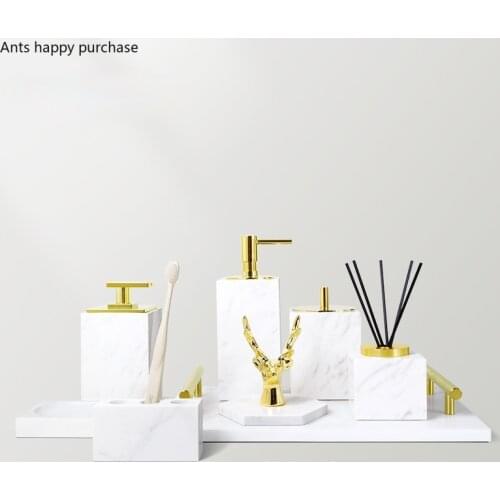 Marble Bathroom Supplies Lotion Bottle Cotton Swab Box Aromatherapy Bottle Jewelry Rack Mirror Tray Tissue Box Home Storage Rack