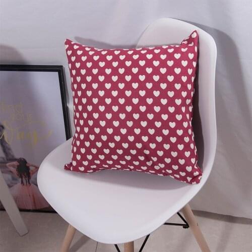 Japanese Style Cute Heart Printed Navy Red Color 43x43cm Square Cotton PillowCase For Home Decoration