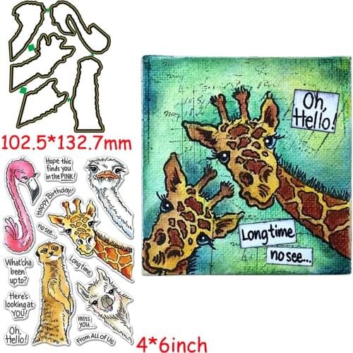 Greetings From Animals Die Cut+Clear Stamp Animals&Phrases Dies Cuts And Stamps For Card Making 2020