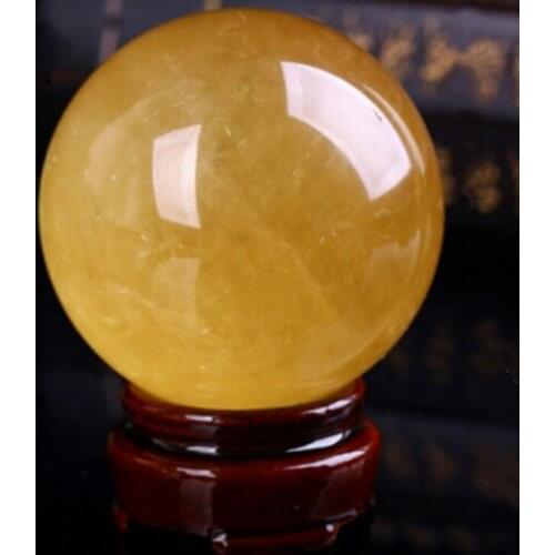 Natural colorful Citrine Calcite Quartz Crystal Sphere Ball Healing +base