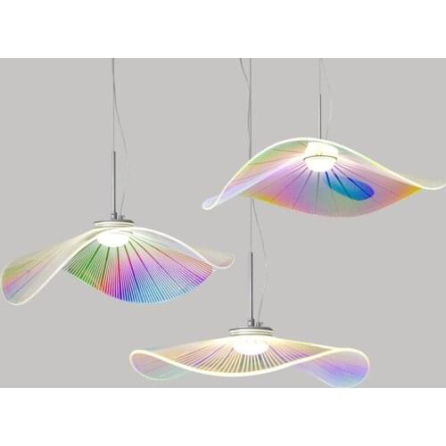 Simple curved surface pendent lamp LED Clear Colorful Acrylic Pendant Lights dininglight Hanging Living Room Home Decor lighting
