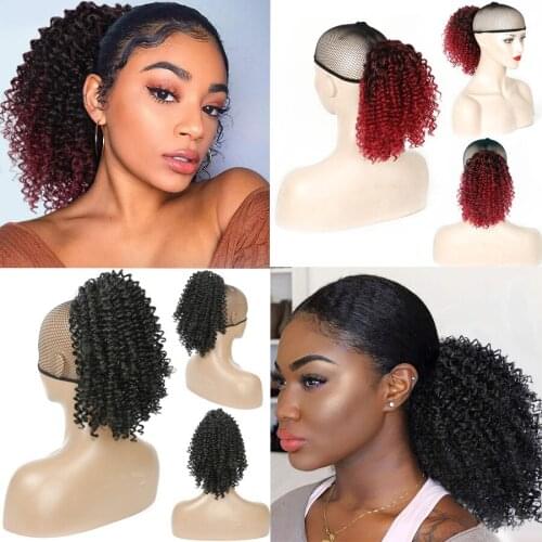 GURUILAGU Drawstring Puff Ponytail Synthetic Clip in Hair Extension Afro Kinky Curly Hair Extension for Black Women Natural Hair