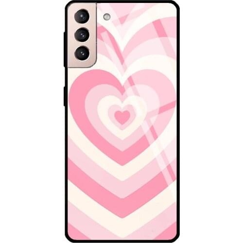 Rose Latte Tempered Glass Case For Samsung Galaxy S21 Ultra Note 20 S8 S9 S10 Note 10 Plus S20 FE