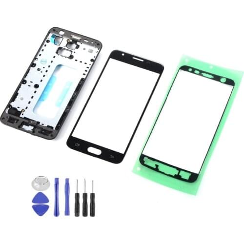 For Samsung Galaxy J5 Prime SM-G570F G570 On5 2016 Front Glass Touch Screen Sensor+LCD Housing Middle Frame+Adhesive+Tools