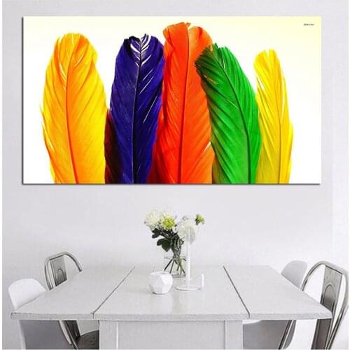 Modern Decor Big Size Wall Art Pictures colorful Feather Print And Posters Abstract Canvas Paintings For Living Room Unframed