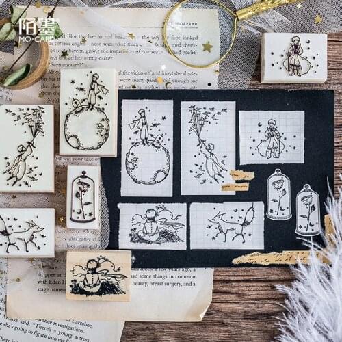 Vintage little Prince and his Planet rubber seal stamps Wood clear stamps DIY scrapbooking decoration clear stamps stationery