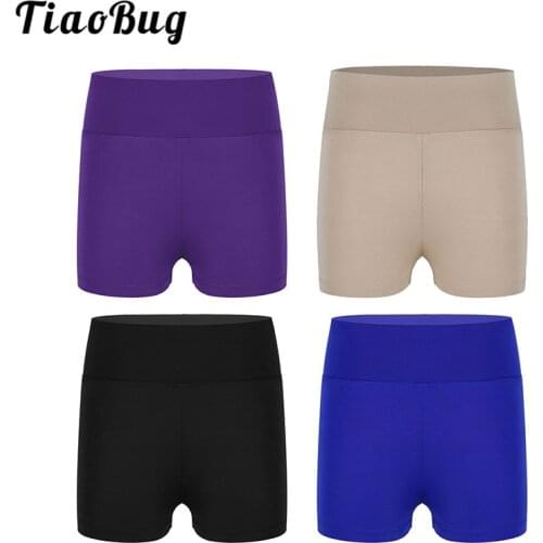 TiaoBug Girls Boy-cut High Waist Activewear Ballet Dance Shorts Kids Gym Sports Fitness Yoga Gymnastics Shorts Child Dance Wear