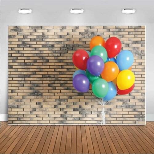 Unique Brick Wall Bunch Of Balloon Decoration Photography Background Kids Adult Portrait Art Photo Backdrops For Birthday Table