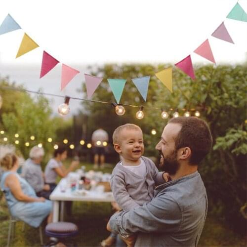Flags Vintage Colorful Burlap Linen Bunting Flags Pennant For Happy Birthday Party Wedding Garland Decoration Candy Bar