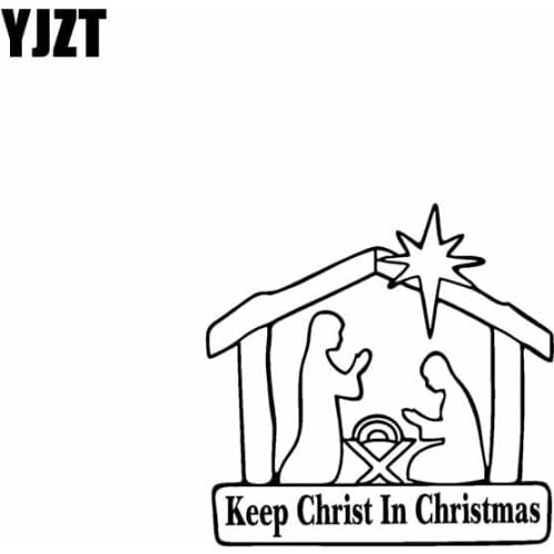 YJZT 17.8CM*17.8CM Keep Christ In Christmas Jesus Vinyl Car Motorcycle Sticker Decals Black/Silver C13-000256