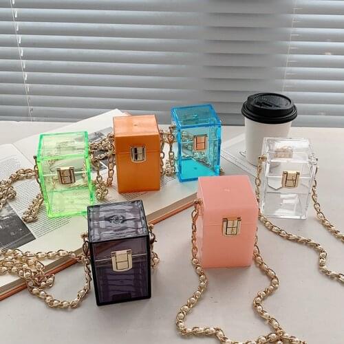 Women Acrylic Clear Lipstick Bag 2021 New Box Day Clutches Purse Cute Transparent Crossbody Bag Women Handbags Party Evening Bag