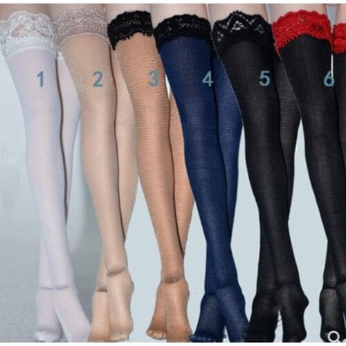 1/6 Scale Female 6 colors Long Socks with lace For 12 inches Seamless Body Figures Accessories