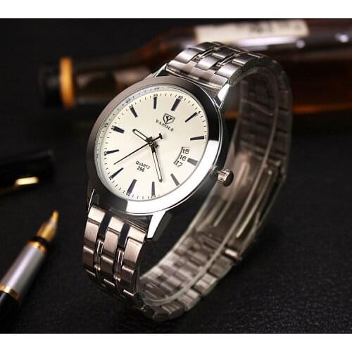 2020 Brand YAZOLE Men Auto Date Quartz Watch Blue Glass Luxury Watches Man Full Steel Wristwatch Luminous Masculino Reloj Hombre