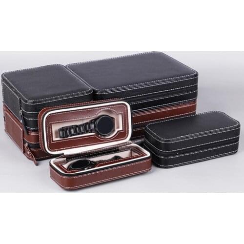 80% Hot Sell 2/4/8 Grids Portable Faux Leather Zipper Travel Watch Storage Case Box Organizer