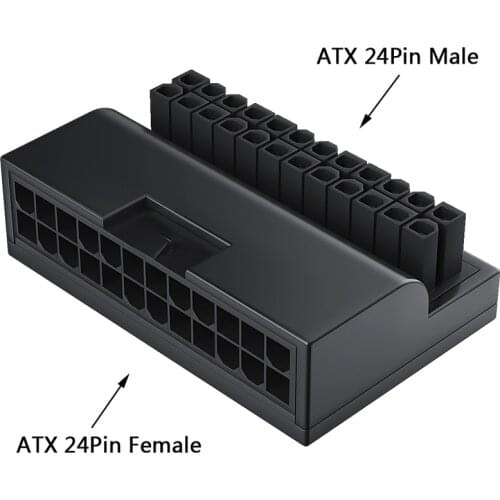 Computer Motherboard 24PIN 90° Adapter 90° Horizontal Degree Angel Power Supply 24PIN Cable Rotating AdapterWith Capacitor
