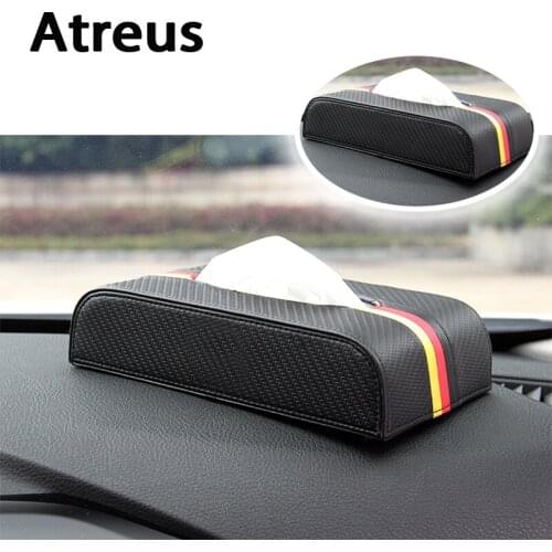 Atreus High Quality Carbon Fiber Car Tissue Boxes Paper Towel For Mercedes benz W204 W203 W211 AMG Mini cooper Skoda octavia a5
