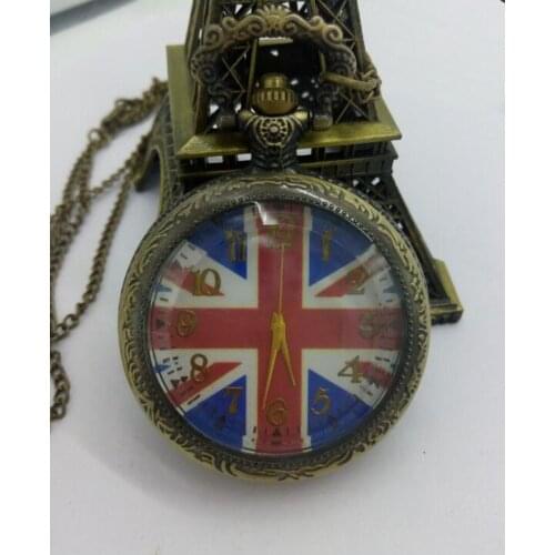 Retro process large quartz England British flag London Court watch fashion quartz pocket watch Wholesale 10 PCS