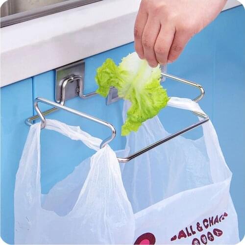 Large Stainless Steel Trash Bag Holder for Kitchen Cabinets Doors and Cupboards, Stainless Steel