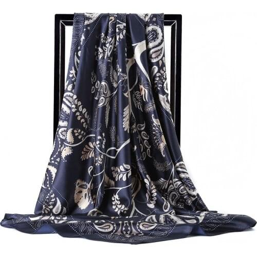 90cm big SQUARE SCARF Bohemian fortune branch cashew nut Muslim headdress Nuzhen silk scarf head scarf headwraps for women