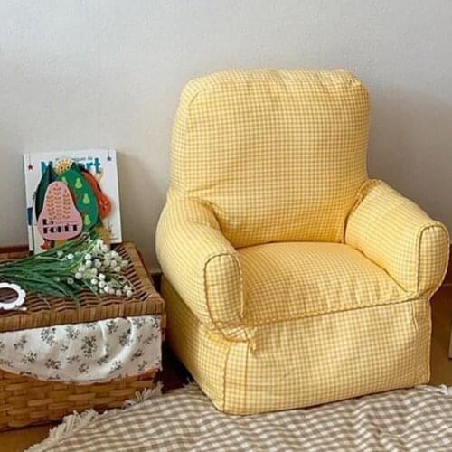 INS Childrens Sofa Lattice Solid Canvas Sofa Baby Seats Chair Washable Kindergarten Seat Backrest Armchair Room Decora Props