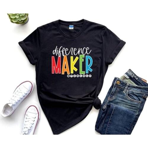 Difference Maker Teacher T-shirt Cute Teaching Life Shirt Harajuku Top Summer Female Clothing Fashion 2021 New Gift For Educater