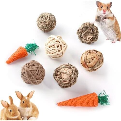 Hamster Rabbit Toys Big Hamster Ball Toy Toothbrush Hamster Accessories Small Animals Rabbit Chew Toys Hemp Rope Balls Pet Toy