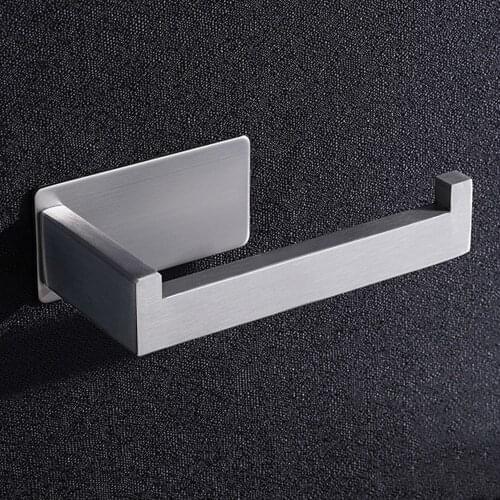 Adhesive Toilet Paper Holder Brushed Silver Stainless Steel Wall Moun Toilet Roll Holder Towel Hanger for Bathroom Kitchen