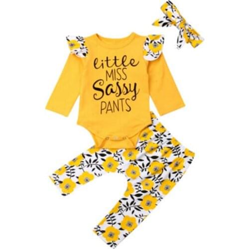 Newborn Kid Baby Girl Clothes Long Sleeve Romper Top Long Pants Cotton Outfit roupas de bebe menina 0-24M 2020 Newest Trendy