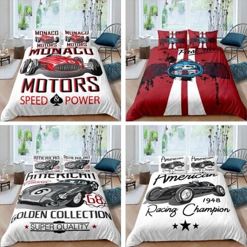 Raicing Car Bedding Set 2/3Pcs Duvet Cover & Pillowcase(s) 3D Printed Quilt Cover Home Textile Gift