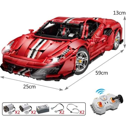 IN STOCK Cada Farrarii 488 Super Racing Car Model Remote Control MOC Technic Light Building Blocks Bricks Toys Best Gifts 42125