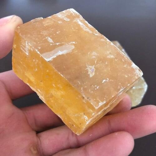 1pcs Crystal stone calcite Quartz Stone rhombus Raw Specimen natural yellow calcspar Gemstone healing