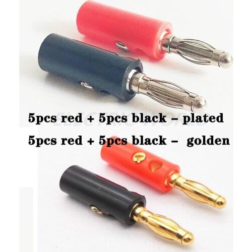 Metal banana clip connector Screw Gold Plate Plugs wire Connectors 4mm in stock Black Red banana plug socket Crocodile clips
