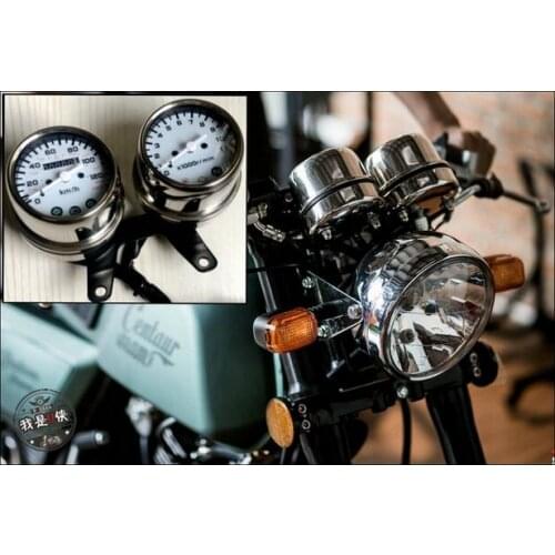 XUANKUN Cafe Racer Retro Motorcycle Modified Stainless Steel Meter Dual Table Odometer Tachometer Table Meter