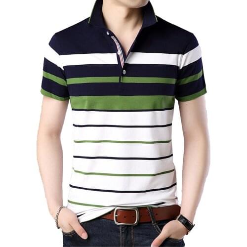 Men Striped Polo Shirt Cotton Short Sleeve 2021 Summer Top Shirts