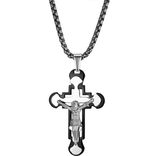 BONISKISS Mens 2020 New Long Fashion Pendant Cross Necklaces Gold Suspension Man Stainless Steel Silver Color Charming Necklace