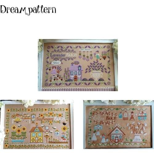 Lavender farm cross stitch kit flower design cotton silk thread 18ct 14ct 11ct linen flaxen canvas embroidery DIY needlework