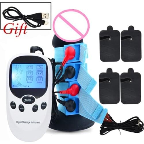 BDSM Strong Electro Shock Penis Ring kit,Electric Stimulation Therapy Cock Ring Massage Pads Penis Extender SM Sex Toys For Men
