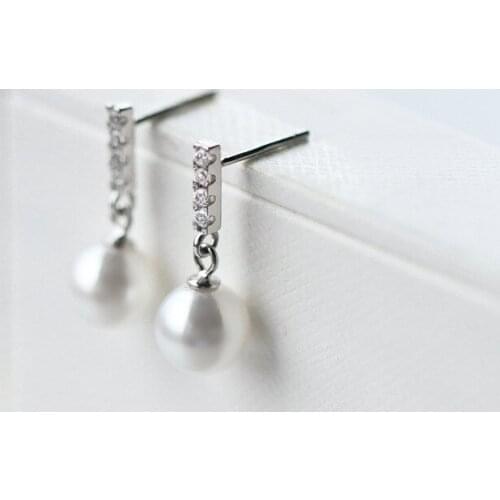 Real 925 Sterling Silver Natural Pearl Drop Earrings for Women Retro Beautiful Earrings Fine Jewelry Wholesale Freeshipping