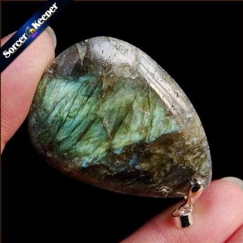 Real Natural Gray Moonstone Raw Gem Stone Ornament Handicraft Rainbow Labradorite DIY Crystal Pendant Necklaces for Gift YS110