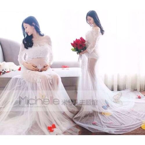 New pregnant women Maternity Photography Props Long Dress Pregnancy noble Fashion costume Personal photo Fancy clothing