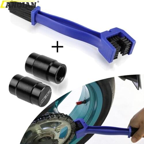 Motorcycle Chain Cleaning Maintenance Brush Vehicle Wheel Tire Valve Stem Cap For Honda CBR250RR CBR400 NC 17 19 22 23 29 30 31