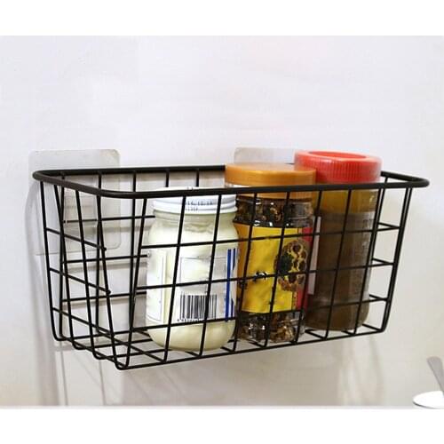 Bathroom Storage Hanging Basket Kitchen Shelf Wall Mount Storage Rack Makeup Organizer