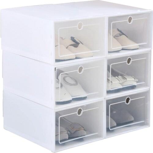 1pc Transparent shoe box drawer stackable sundries storage box holder organizer drawer type living room Flip Flop Shoes Box