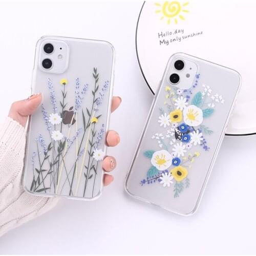 Tropical Floral Border Beauty Flowers Plants Transparent Phone Case For iPhone 12 Mini 11 Pro Max XR XS Max 8 7 Plus Soft Fundas